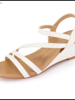 Elastic Ankle Strap Rhinestone Wedge Sandals for Women Dressy Summer